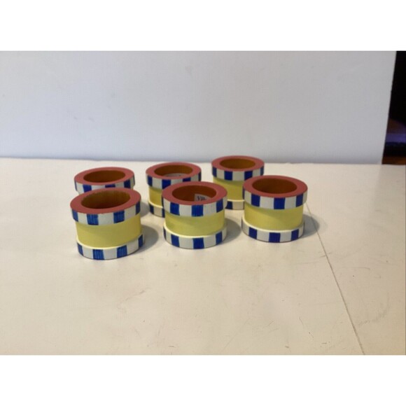 villeroy boch set of 6 twist napkin rings  hand painted India - Picture 1 of 6